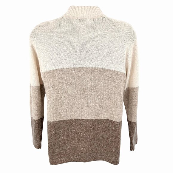 VINTAGE SEGUE MULTI HUE IVORY BEIGE BROWN FLORAL SILK ANGORA MOCK NECK SWEATER M - Picture 4 of 4